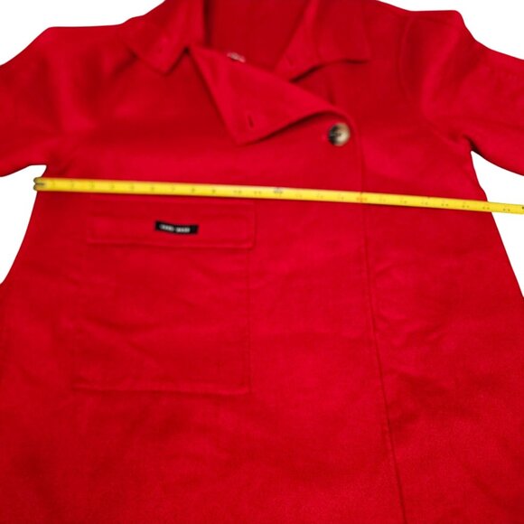 Vintage Oversized Long Wool Pea Coat Red - Picture 12 of 13